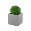 Kwadratowa donica Pixel Pot koloru szarego o wysokości 50 cm w aranżacji z rośliną na taras