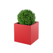 Kwadratowa donica Pixel Pot koloru czerwonego o wysokości 50 cm w aranżacji z rośliną na taras