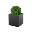 Kwadratowa donica Pixel Pot koloru czarna o wysokości 50 cm w aranżacji z rośliną na taras