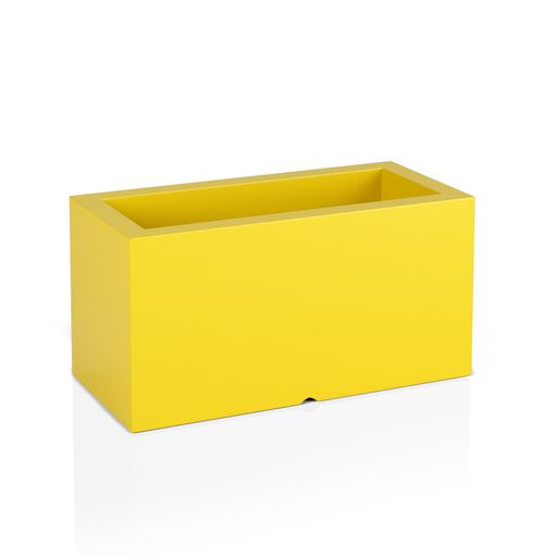 Podłużna prostokątna donica Lungo wysokości 38 cm koloru żółtego na taras